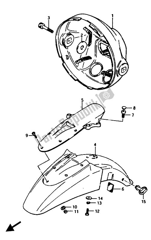 All parts for the Headlamp Housing & Front Fender of the Suzuki GSX 1100 1150 Eesef 1985