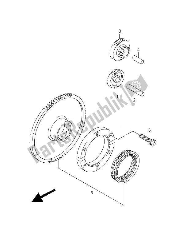 All parts for the Starter Clutch of the Suzuki VZ 800Z Intruder 2007