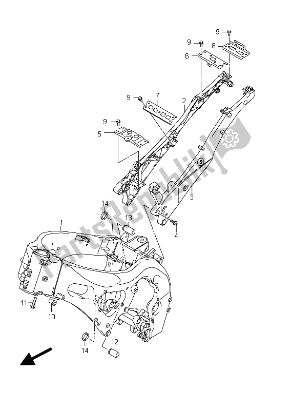 Alle onderdelen voor de Kader van de Suzuki GSX R 1000 2011