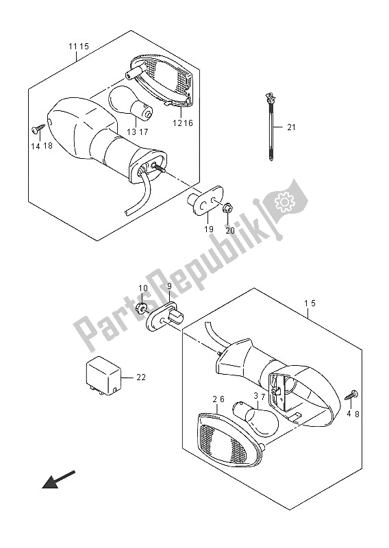 All parts for the Turnsignal Lamp of the Suzuki GSR 750A 2016