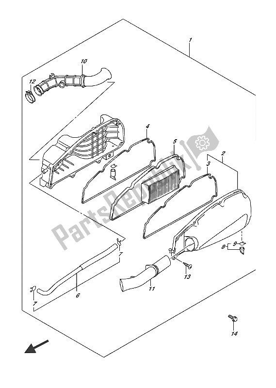 All parts for the Air Cleaner of the Suzuki Address 110 2016