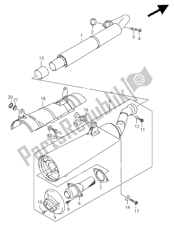 All parts for the Muffler of the Suzuki LT A 750 XPZ Kingquad AXI 4X4 2011