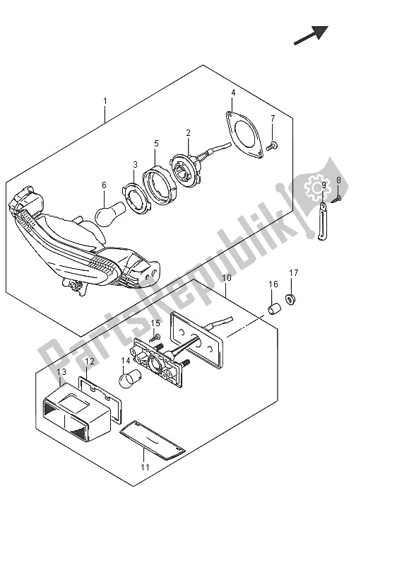 All parts for the Rear Combination Lamp of the Suzuki DL 650 AXT V Strom 2016