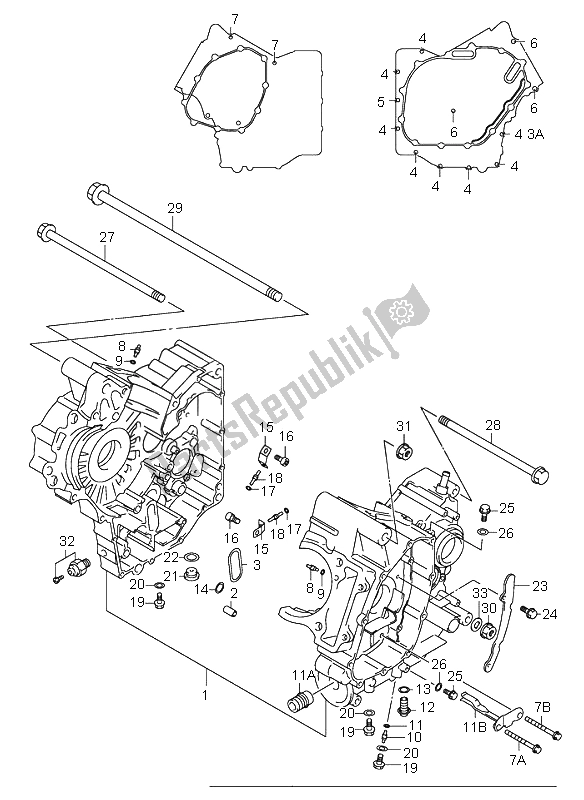 All parts for the Crankcase of the Suzuki SV 650 NS 2001