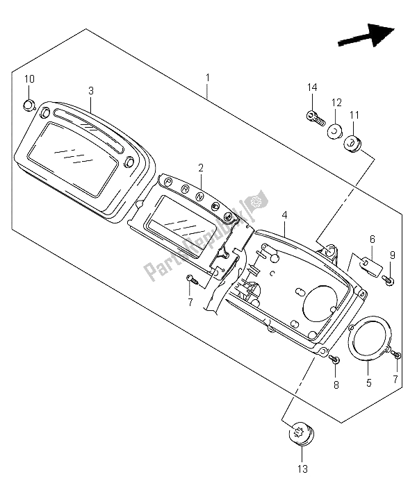 All parts for the Speedometer of the Suzuki LT A 500F Vinson 4X4 2002