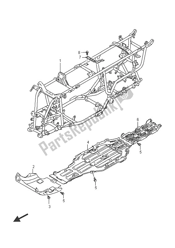 All parts for the Frame of the Suzuki LT A 500X Kingquad AXI 4X4 2016