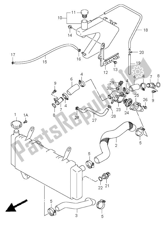 All parts for the Radiator Hose of the Suzuki SV 1000 NS 2004