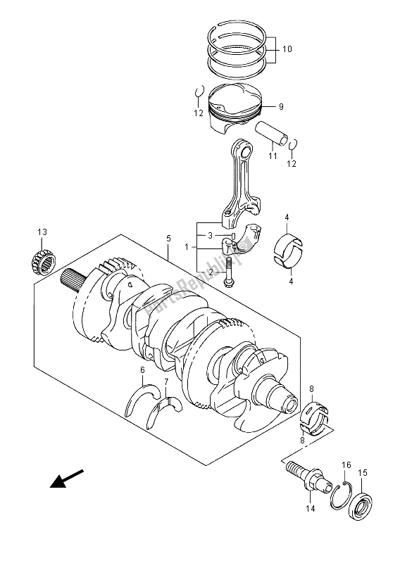 All parts for the Crankshaft of the Suzuki GSX R 1000A 2015