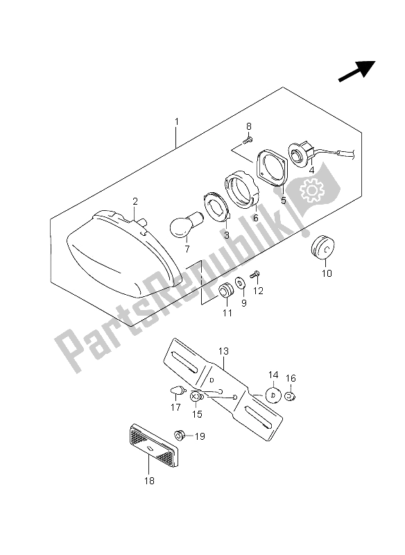 All parts for the Rear Combination Lamp of the Suzuki GZ 125 Marauder 2006