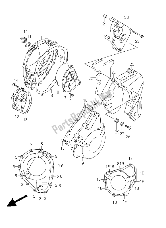 Tutte le parti per il Coperchio Del Carter del Suzuki GSX 650 FA 2011