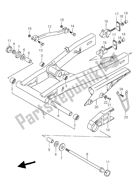 Tutte le parti per il Braccio Oscillante Posteriore del Suzuki GSX 600F 1999