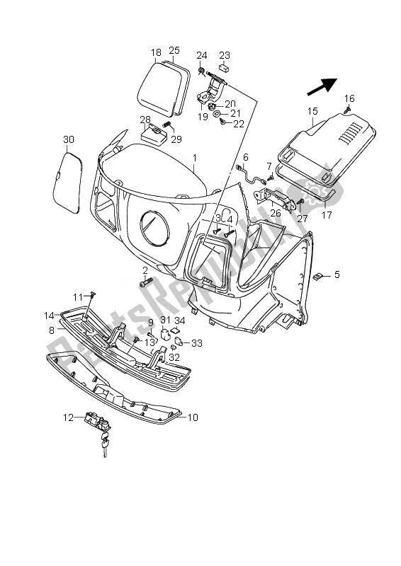 Todas las partes para Caja Frontal de Suzuki UH 200 Burgman 2007