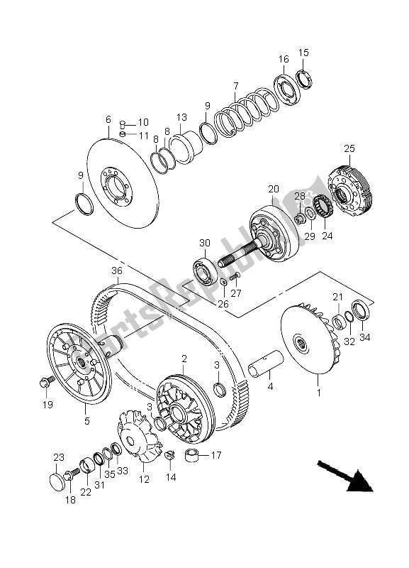 All parts for the Transmission (1) of the Suzuki LT A 500 XPZ Kingquad AXI 4X4 2009