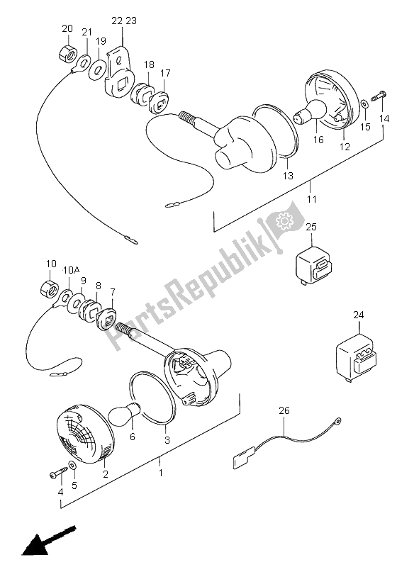 Toutes les pièces pour le Feu Clignotant (e2-e4-e22-e24-e34-e71) du Suzuki GN 250E 1996