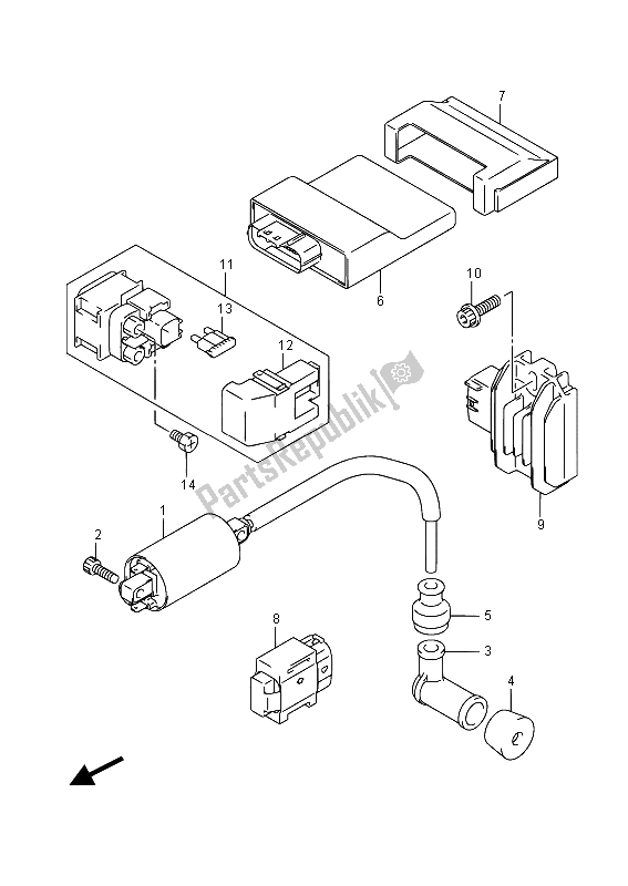 Toutes les pièces pour le électrique du Suzuki RV 125 2015