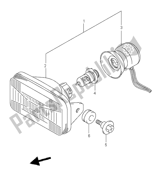 All parts for the Headlamp of the Suzuki LT A 400F Eiger 4X4 2002