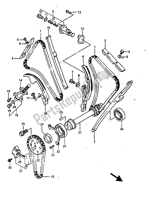 Todas as partes de Corrente De Cam do Suzuki GV 1400 GD 1988