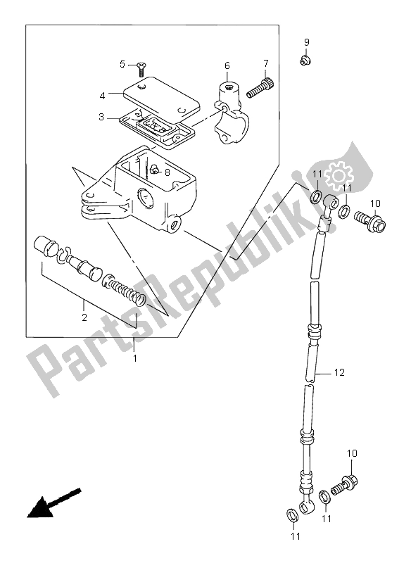 All parts for the Front Master Cylinder of the Suzuki VZ 800 Marauder 2002