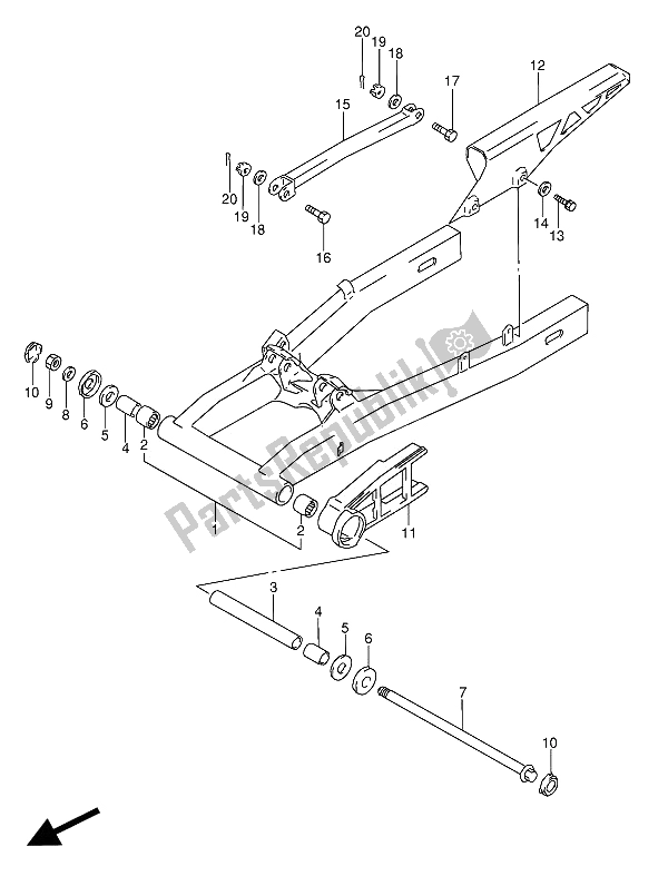 Todas las partes para Brazo Oscilante Trasero de Suzuki GSX 600 FUU2 1991