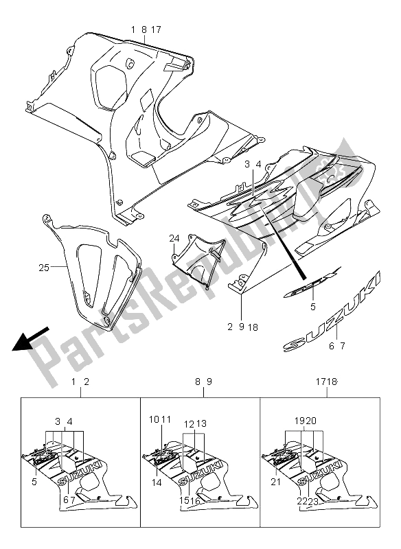 Tutte le parti per il Sotto Il Cofano del Suzuki GSX R 750 2004