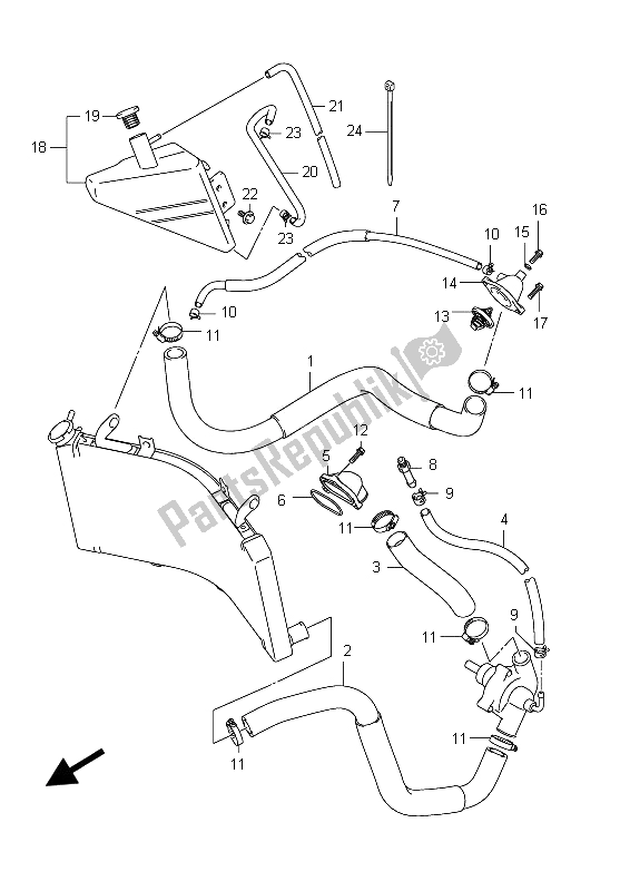 All parts for the Radiator Hose of the Suzuki GSX 1300R Hayabusa 2012