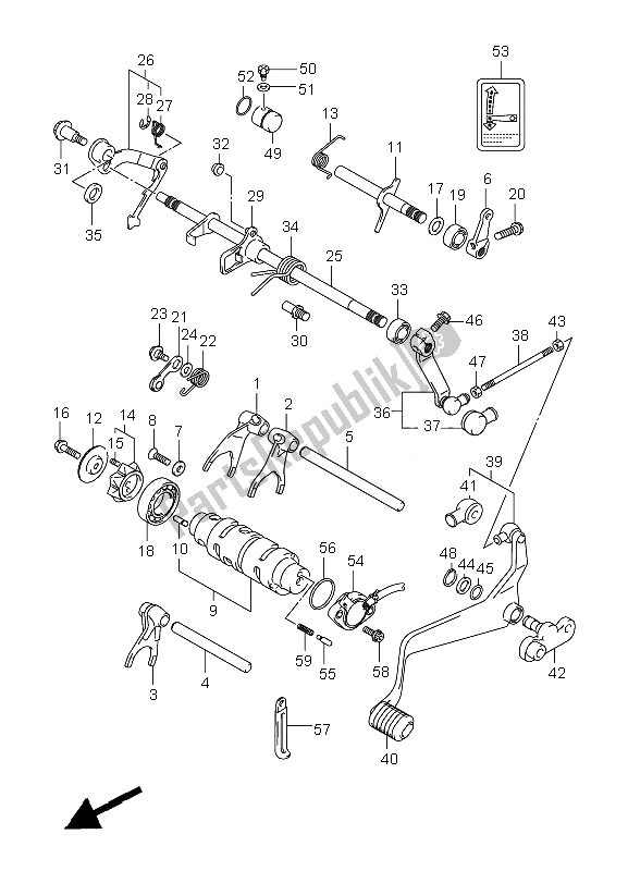 All parts for the Gear Shifting of the Suzuki LT F 250 Ozark 2010