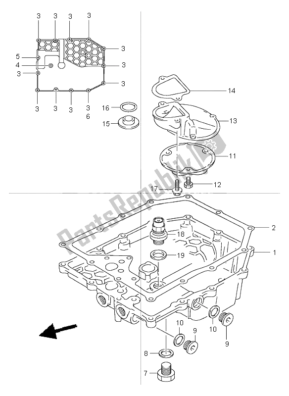 All parts for the Oil Pan of the Suzuki GSF 600 NS Bandit 2003