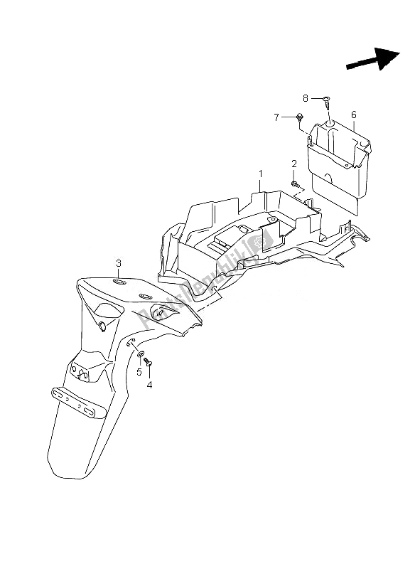 Tutte le parti per il Parafango Posteriore del Suzuki DL 650A V Strom 2010