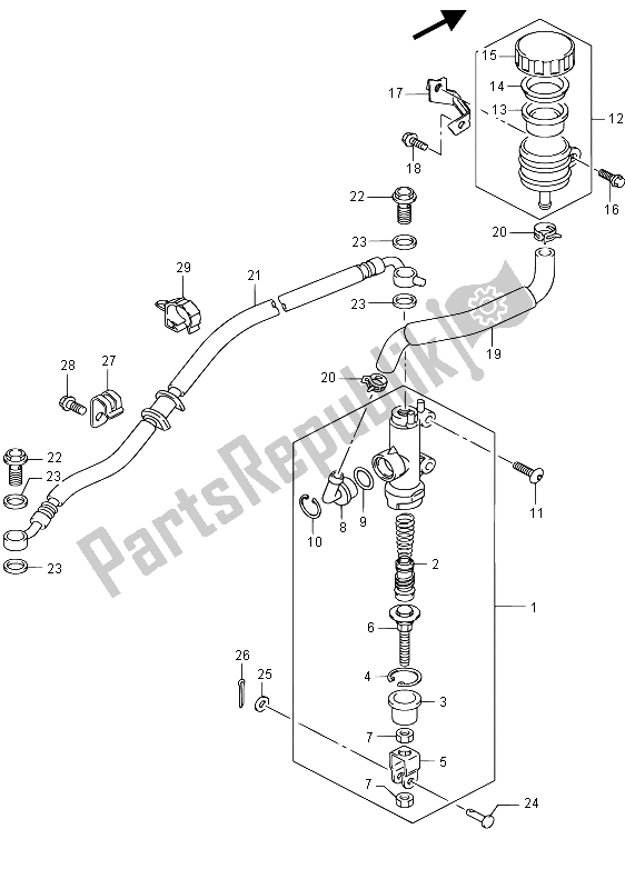 Toutes les pièces pour le Maître-cylindre Arrière du Suzuki GSX R 750 2015
