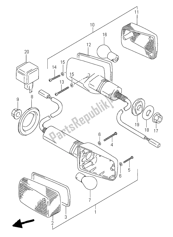 Tutte le parti per il Indicatore Di Direzione del Suzuki RF 600R 1996