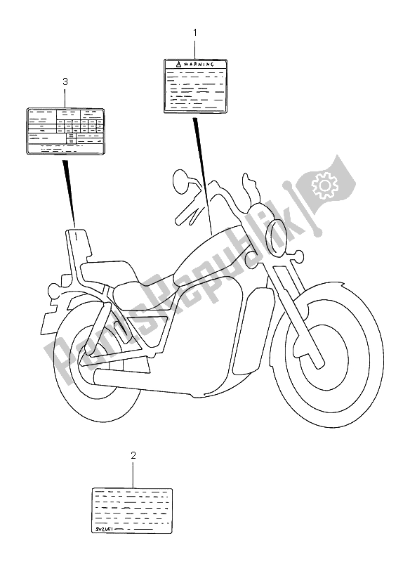 Alle onderdelen voor de Waarschuwingslabel van de Suzuki VS 1400 Intruder 1997