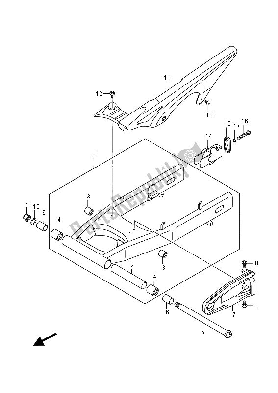 Todas las partes para Basculante Trasero de Suzuki SFV 650A Gladius 2015