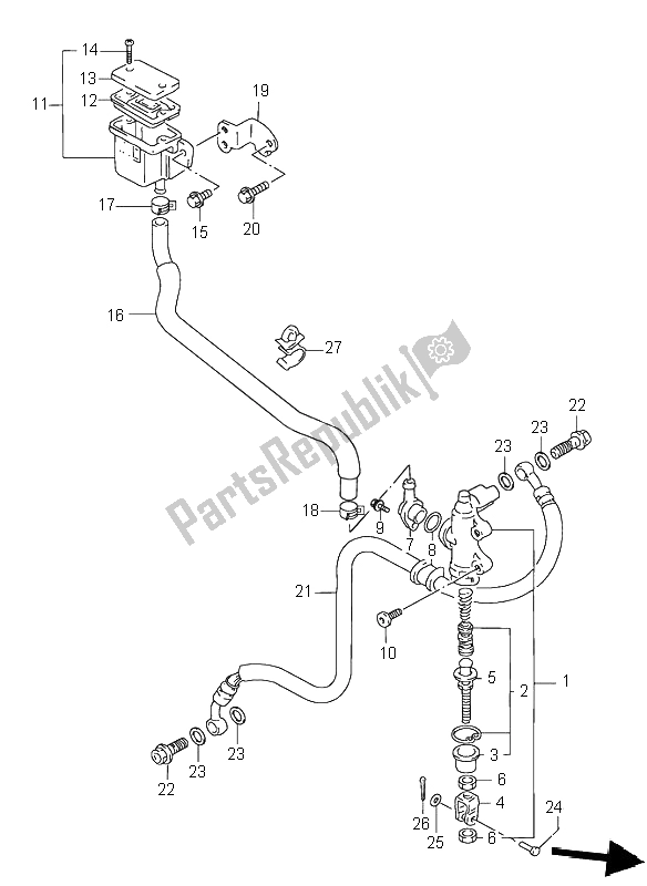 Tutte le parti per il Pompa Freno Posteriore del Suzuki GSX R 1100W 1997