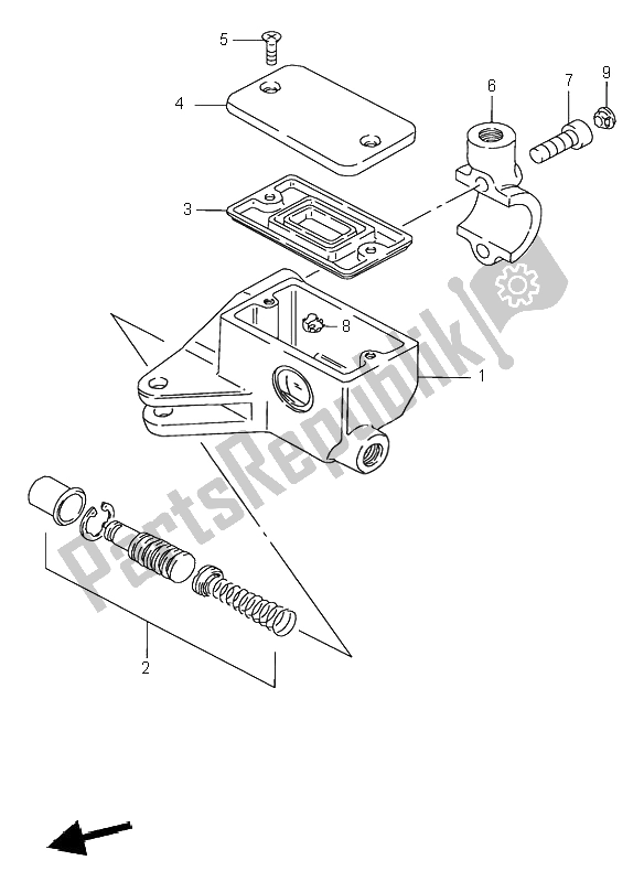 All parts for the Front Master Cylinder of the Suzuki VS 600 Intruder 1995