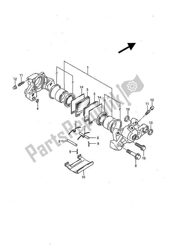 All parts for the Rear Caliper of the Suzuki GSX R 1100 1992