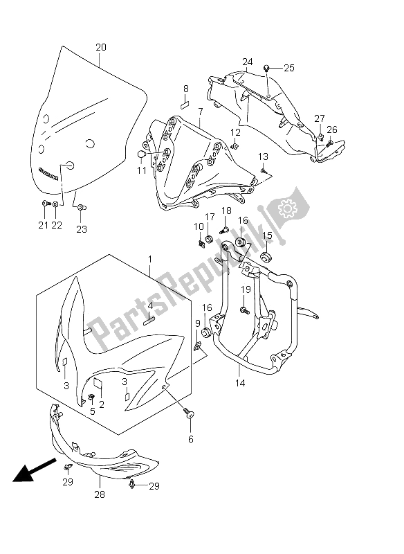 All parts for the Cowling Body of the Suzuki DL 650A V Strom 2012