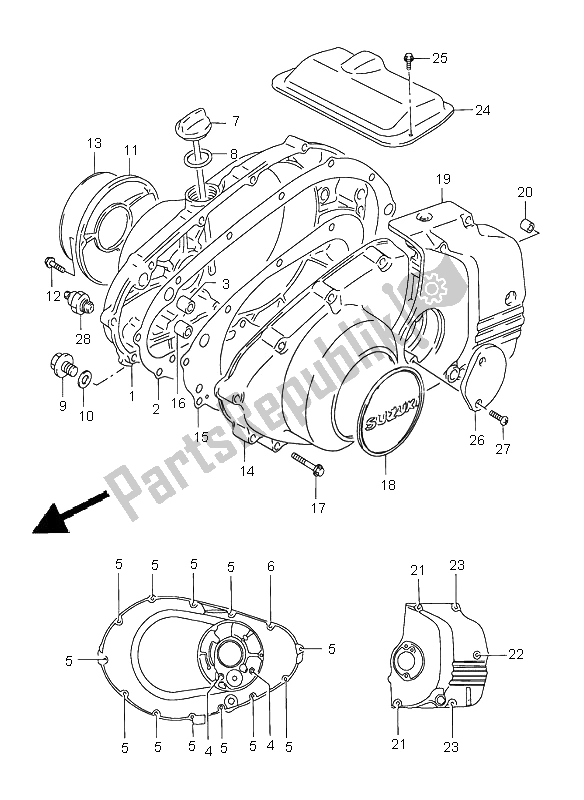 Wszystkie części do Pokrywa Skrzyni Korbowej Suzuki GS 500E 2000