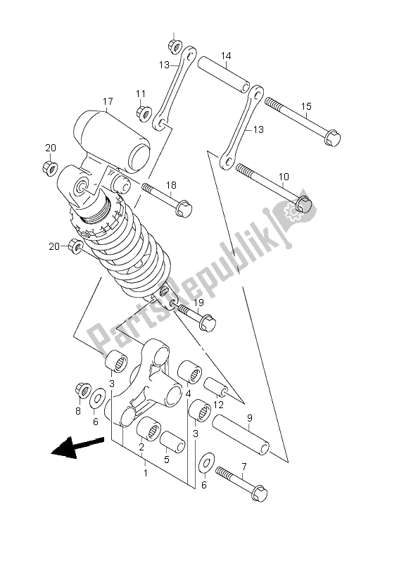 All parts for the Rear Cushion Lever of the Suzuki GSX 1300R Hayabusa 2000