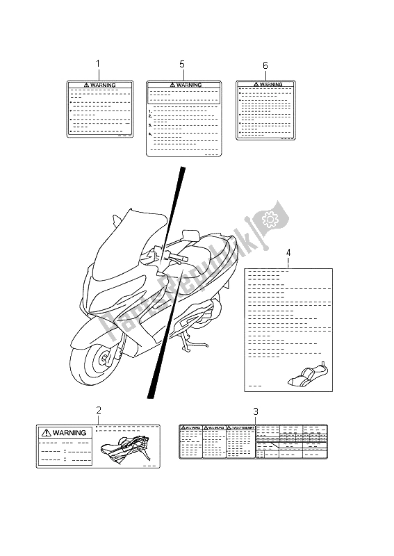 Todas las partes para Etiqueta (an400 E2) de Suzuki Burgman AN 400 AZA 2011