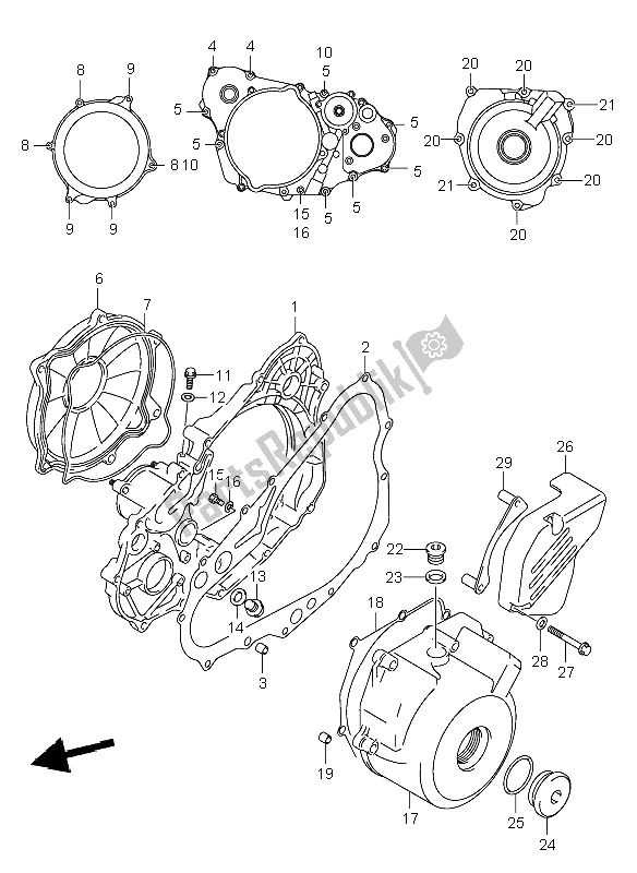 All parts for the Crankcase Cover (dr-z400) of the Suzuki DR Z 400E 2004