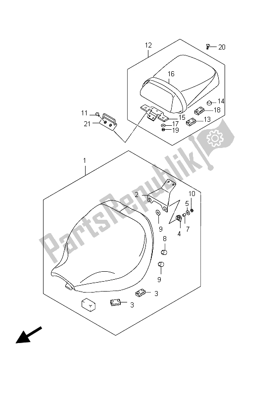 Todas las partes para Asiento (vl800c E02) de Suzuki C 800 VL Intruder 2012