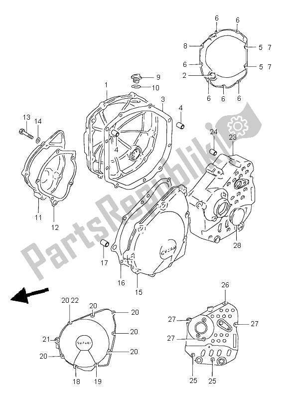 Tutte le parti per il Coperchio Del Carter del Suzuki GSX 600F 1998