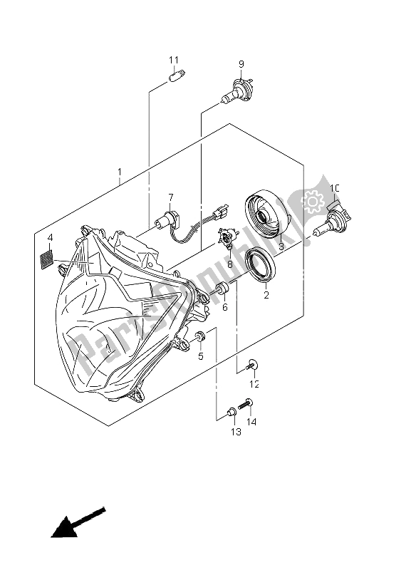 All parts for the Headlamp (gsx-r600ue E21) of the Suzuki GSX R 600 2011