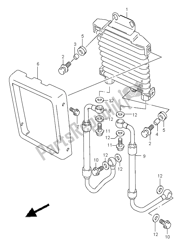 All parts for the Oil Cooler of the Suzuki VL 1500 Intruder LC 2005