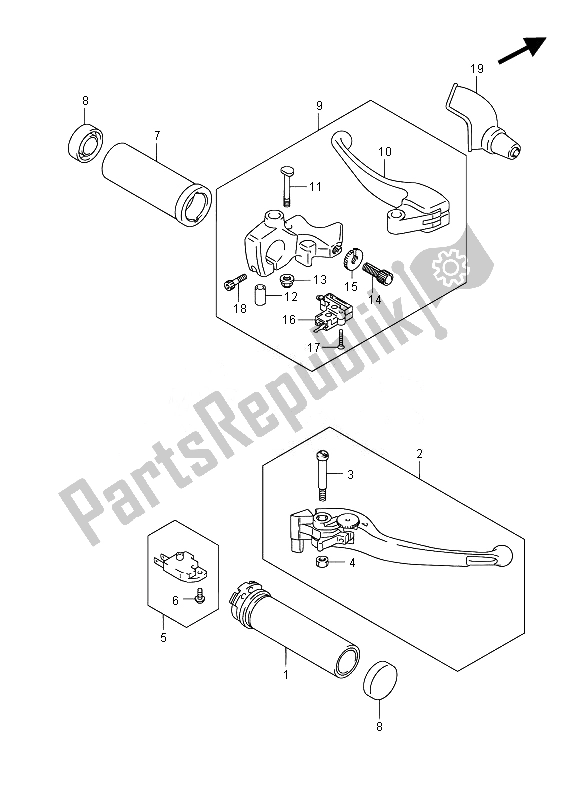 All parts for the Handle Lever (vzr1800z E02) of the Suzuki VZR 1800 M Intruder 2014