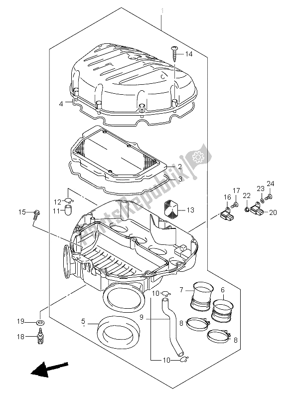 Alle onderdelen voor de Luchtfilter van de Suzuki GSX R 600 2002