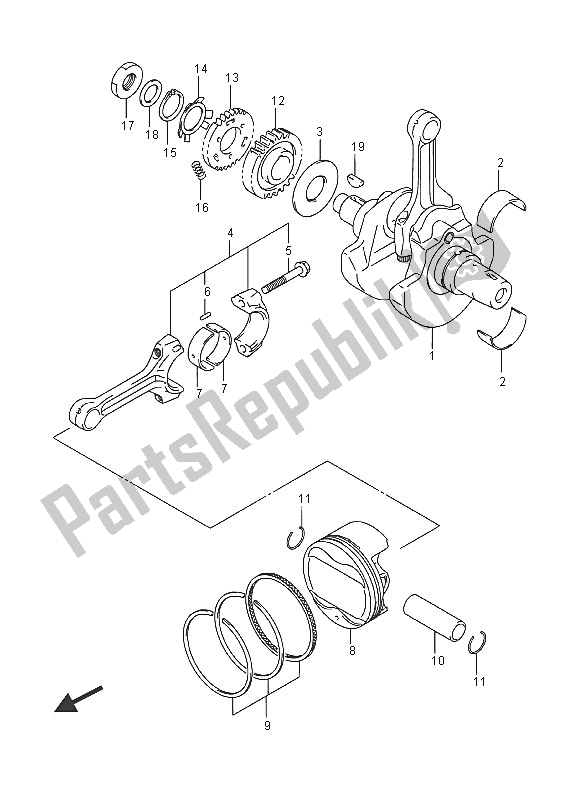 Todas as partes de Virabrequim do Suzuki DL 1000A V Strom 2016