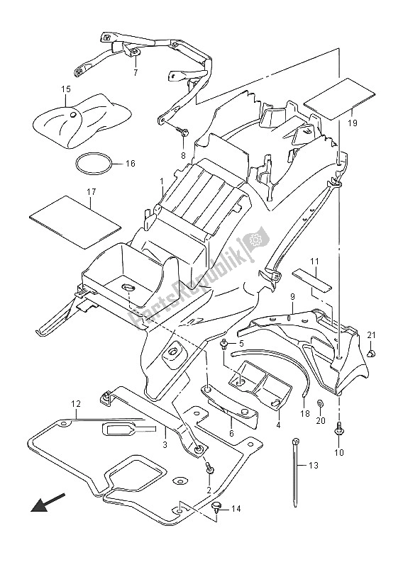 All parts for the Rear Fender (gsx1300ra E19) of the Suzuki GSX 1300 RA Hayabusa 2016