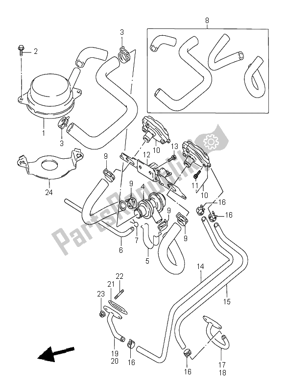 All parts for the Second Air (e18) of the Suzuki GSX 750F 1996
