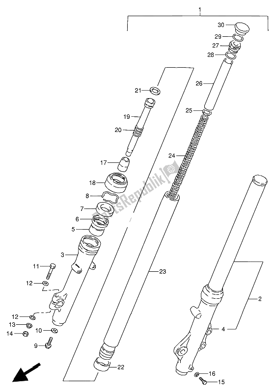 Wszystkie części do Przedni Widelec Suzuki GN 250 1994